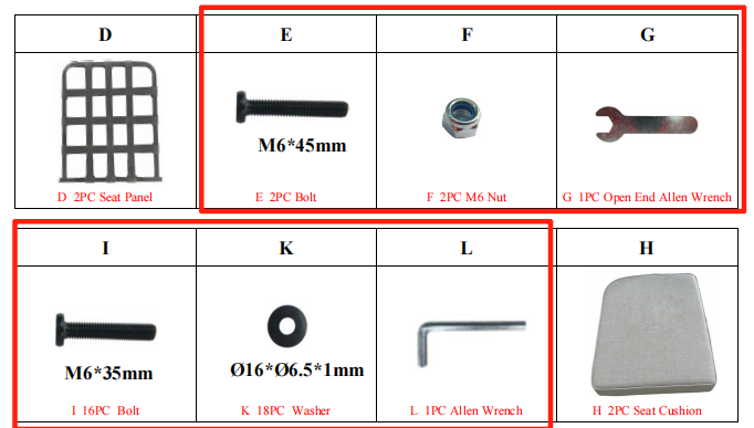 Meetsunny MA06-A2/B6 Replacement Parts - Hardware Pack