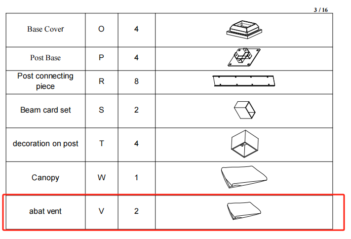 Meetsunny F01 Replacement Parts - abat vent (Model #V)
