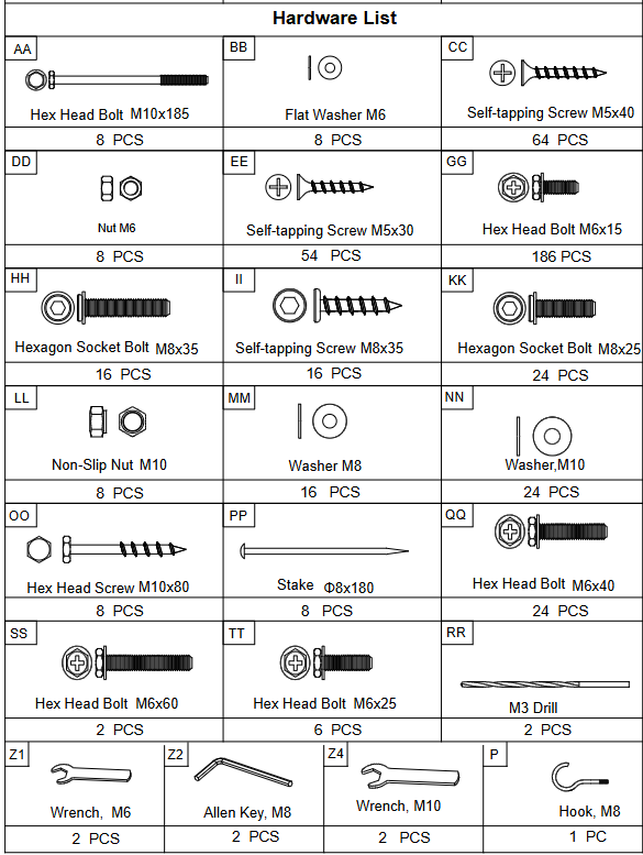 Meetsunny C16 Replacement Parts - Hardware Pack