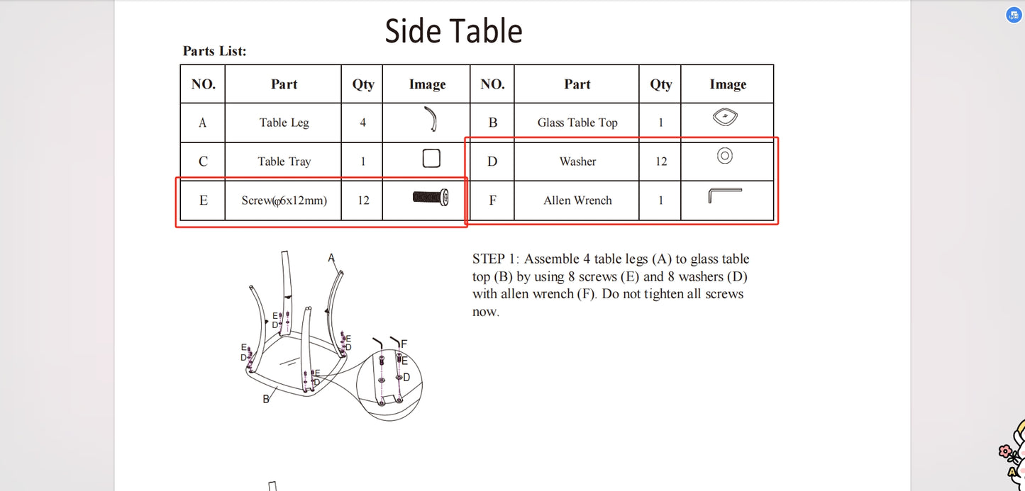 Meetsunny M01 Replacement Parts - Hardware Pack