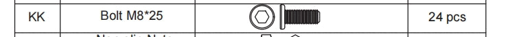 Meetsunny A03 Replacement Parts - Bolt M8*25 (Model #KK)