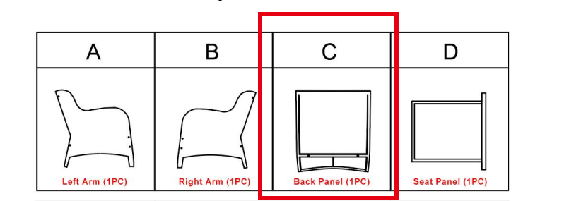 Replacement Parts: Outdoor Conversation Set M08-Back Panel, Model: M08. Part Number: C