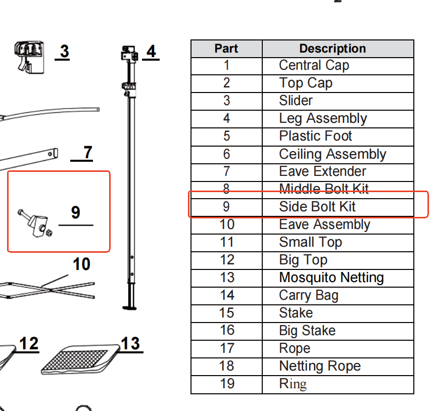 Meetsunny J01 Replacement Parts- Side Bolt Kit(Model #9)