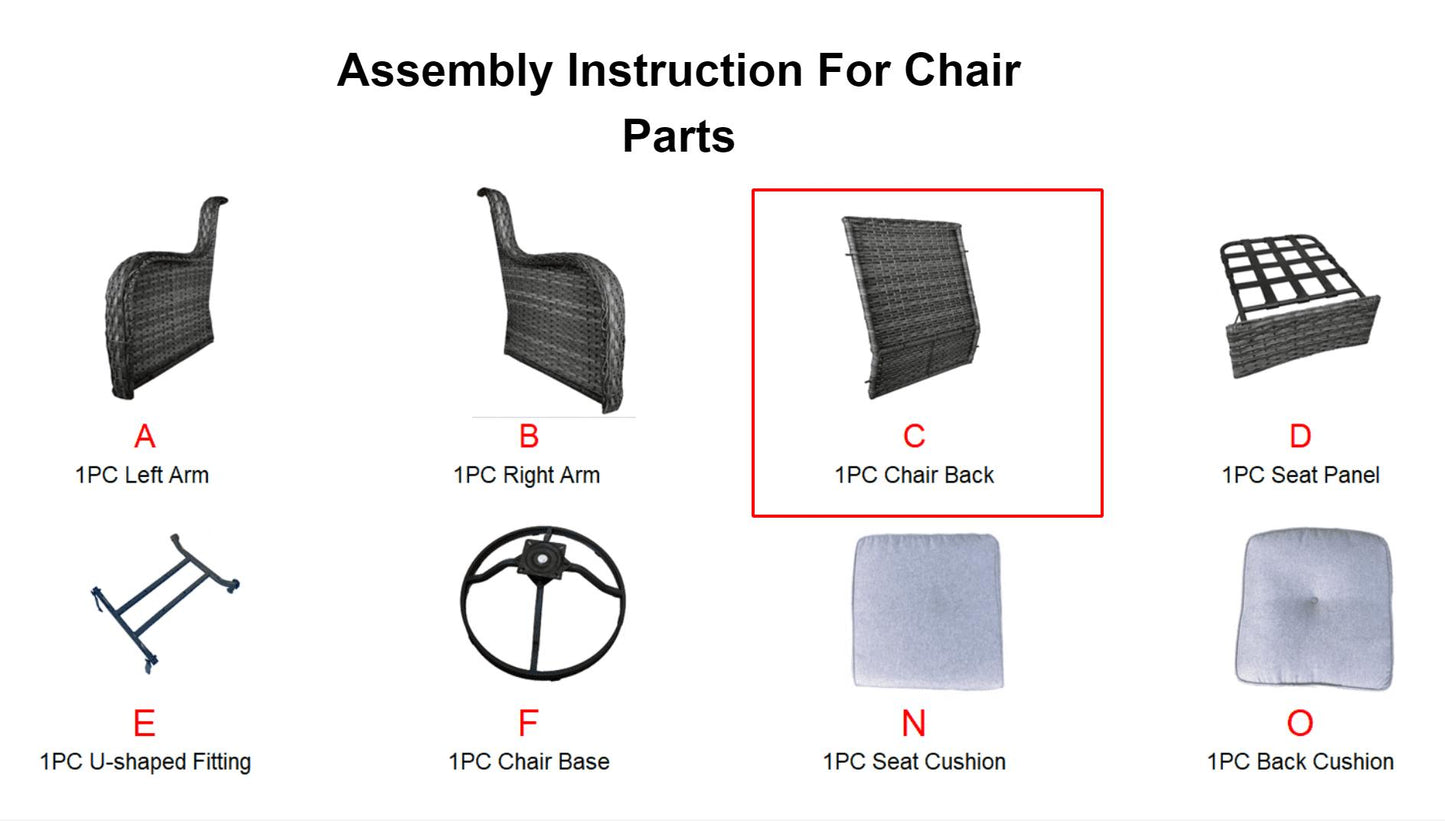 Meetsunny M01-2PK Replacement Parts - Chair Back (Model #C)