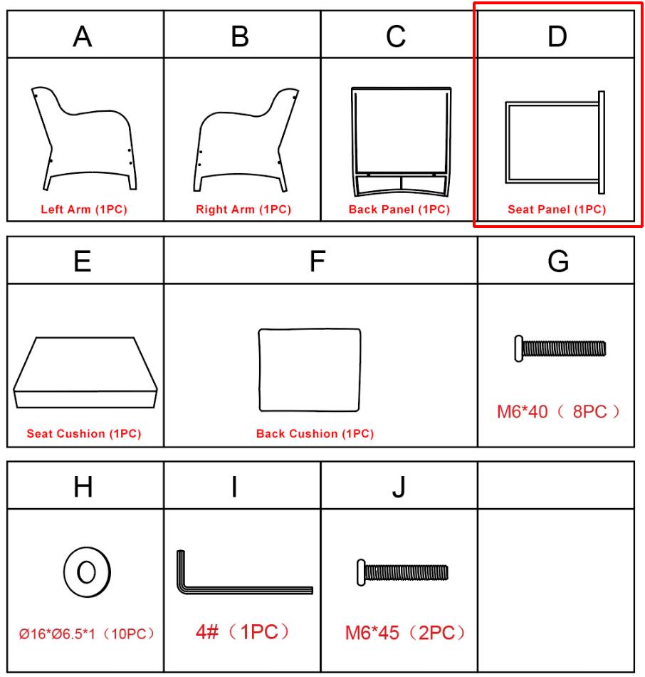 Meetsunny M08 Replacement Parts - Seat Panel (Model #D)