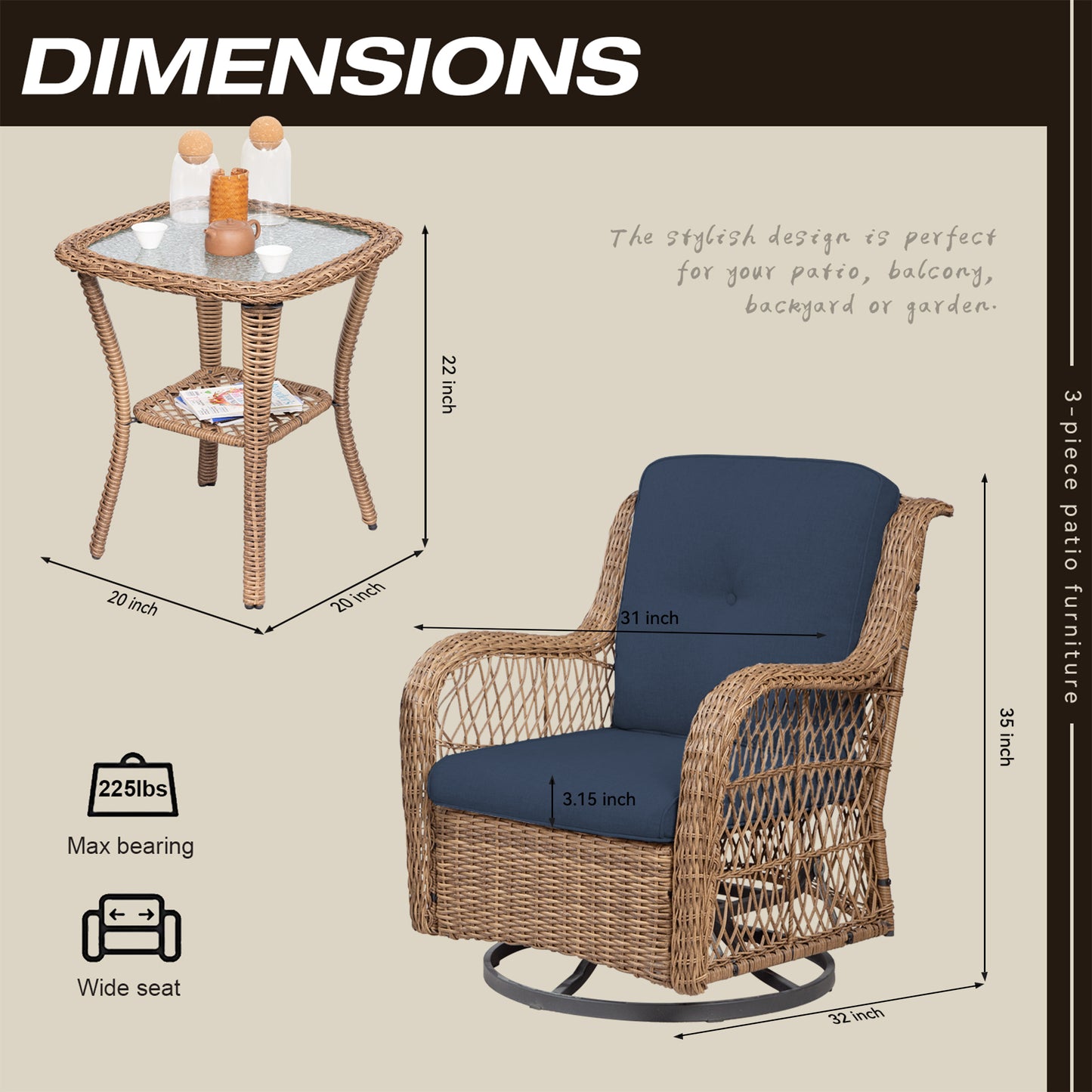MeetLeisure M12M13 Outdoor Swivel Set Accessories
