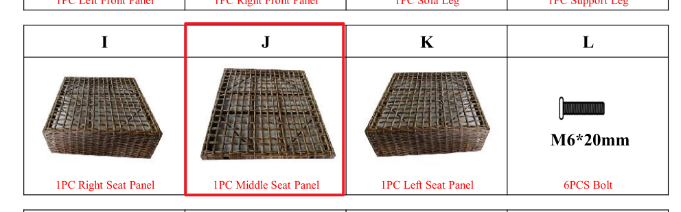 Meetsunny M25 Replacement Parts - Middle Seat Panel (Model #J)