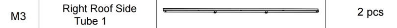 Meetsunny A25 Replacement Parts - Right Roof Side Tube 1 (Model #M3)