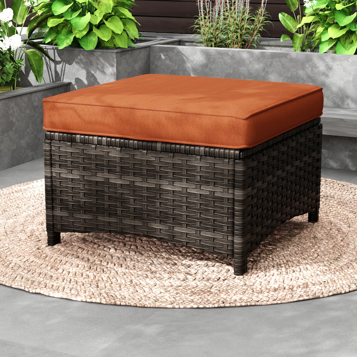 M74-PATIO WICKER OTTOMAN