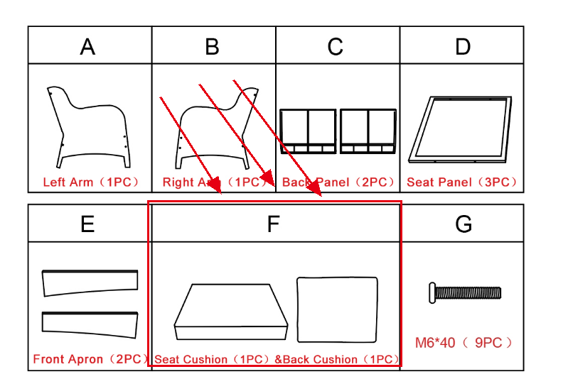 Meetsunny M75 Replacement Parts - Seat Cushion & Back Cushion (Model #F)
