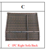 Meetsunny MA09-1 Replacement Parts -Right Sofa Back(Model #C)