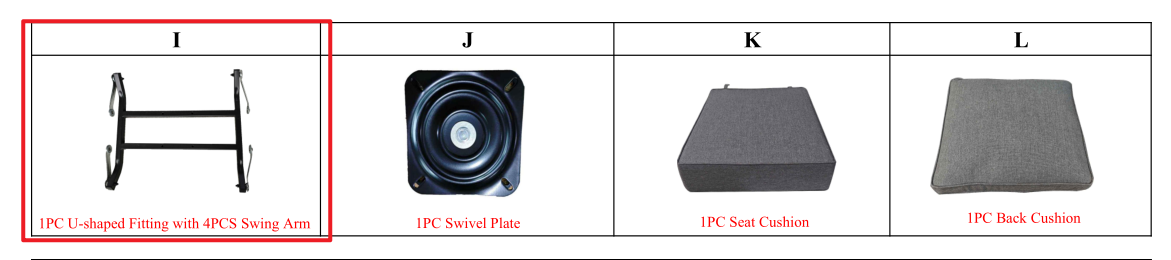 Meetsunny MA12-4 Replacement Parts - U-shaped Fitting with 4PCS Swing Arm (Model #I)