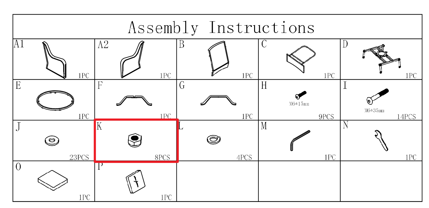 Meetsunny M01 Replacement Parts -Nuts (Model #K)