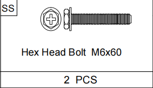 Meetsunny A31 Replacement Parts - Hex Head Bolt M6x60 (Model SS)