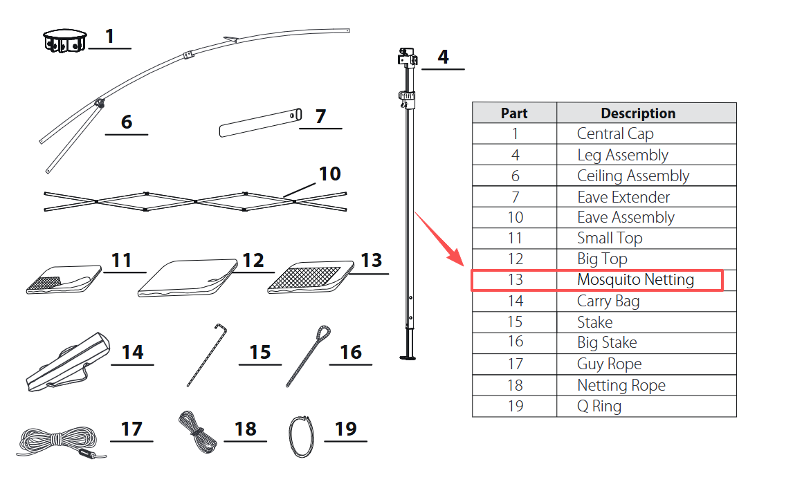 Meetsunny J06 Replacement Parts - Mosquito Netting (Model #13)