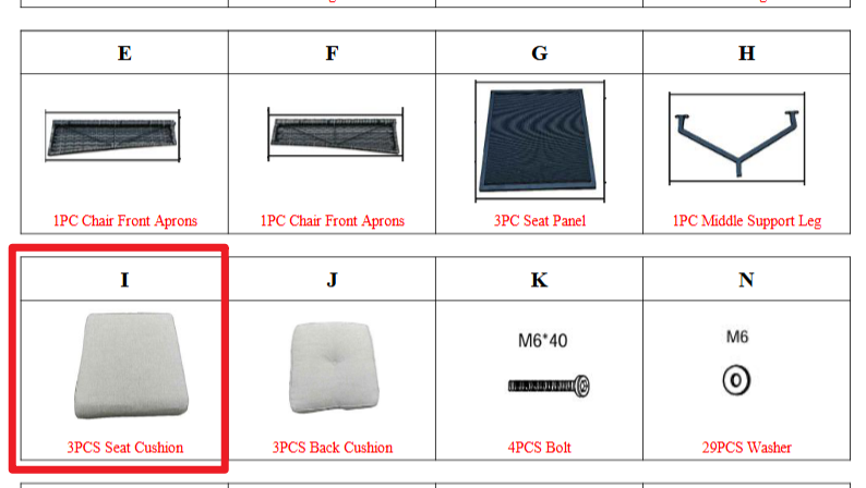 Meetsunny M75 Replacement Parts-Seat cushion (Model #I)
