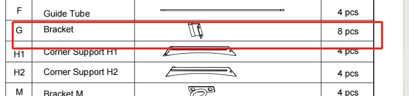 Meetsunny Replacement Parts: Outdoor Pergola Gazebo F03-Bracket G Model: F03. Part Number: G