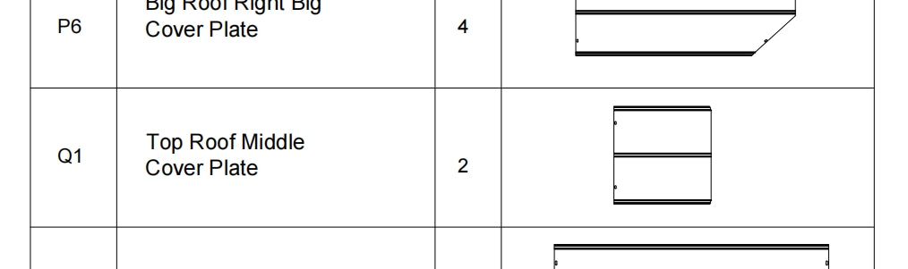 Meetsunny Replacement Parts: Double Roof Hardtop Gazebo Series A01-Top Roof Middle Cover Plate, Model: A01, Part Number: #Q1