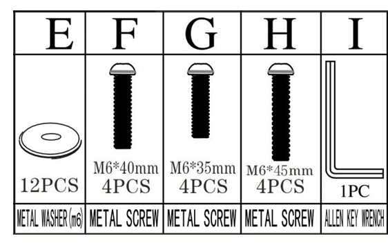 Meetsunny M16-Sofa Replacement Parts - Hardware Pack