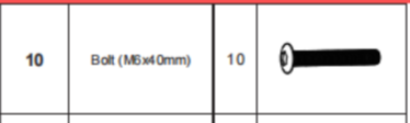 Meetsunny M48 Replacement Parts - Bolt (M6x40mm) (Model #10)
