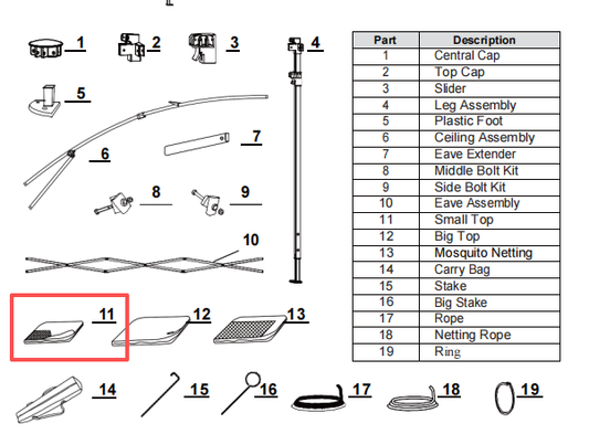 Meetsunny J01 Replacement Parts-Small Top (Model #11)
