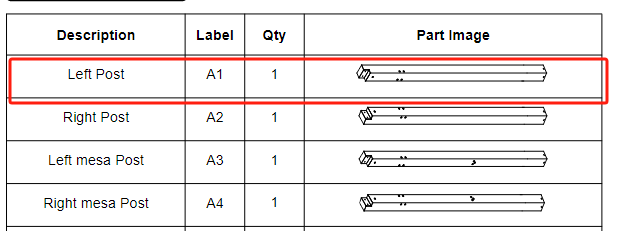 Meetsunny F04 Replacement Parts -Left Post (Model #A1)