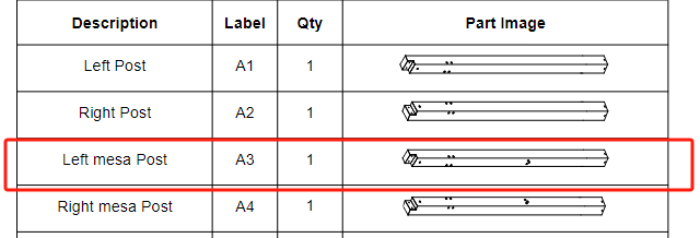 Meetsunny F04 Replacement Parts - Left Mesa Post (Model #A3)