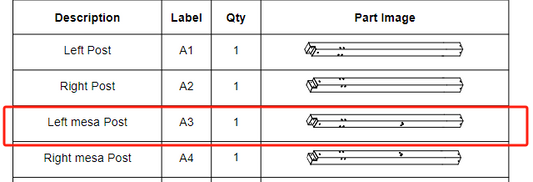 Meetsunny F04 Replacement Parts - Left Mesa Post (Model #A3)