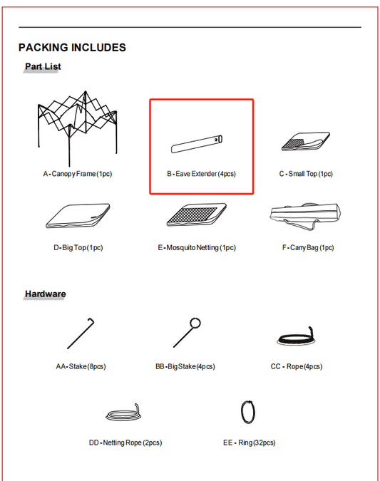 Meetsunny J0 Replacement Parts - Eave Extender ( Model #B )