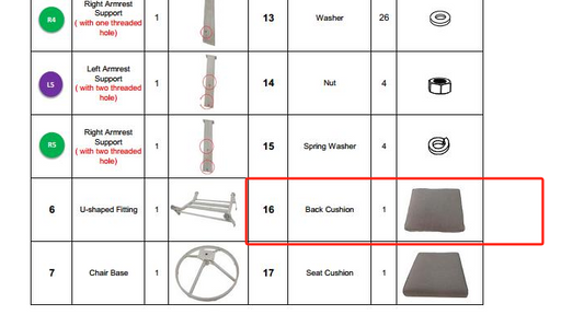 Meetsunny Replacement Parts: Patio Wicker Set M50-Back Cushion, Model: M50. Part Number:#16