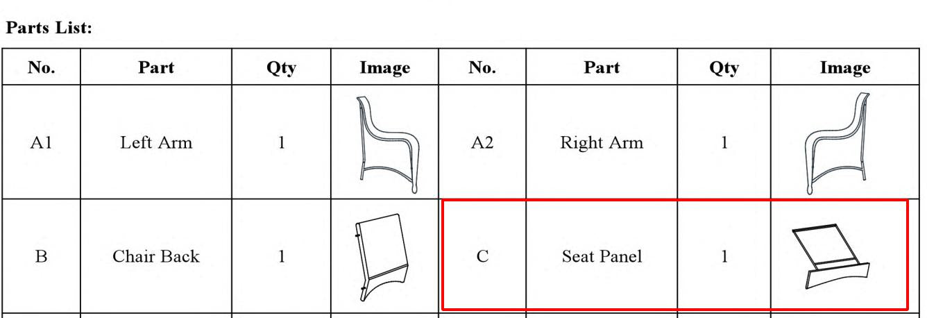 Meetsunny Replacement Parts: Outdoor Rocking chair M04-Rocking Chair Model: M04. Part Number: C