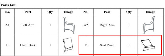 Meetsunny Replacement Parts: Outdoor Rocking chair M04-Rocking Chair Model: M04. Part Number: C