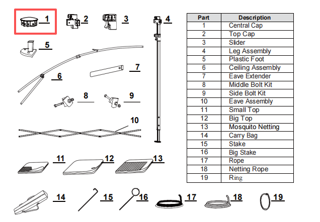 Meetsunny J01 Replacement Parts-Central Cap (Model #1)