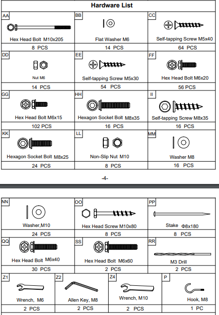 Meetsunny A31 Replacement Parts -  Hardware Package(AA-P)