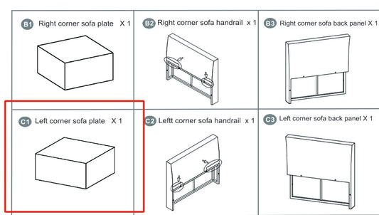 Meetsunny MA03-1 Replacement Parts - Left Corner Sofa Plate (Model #C1)