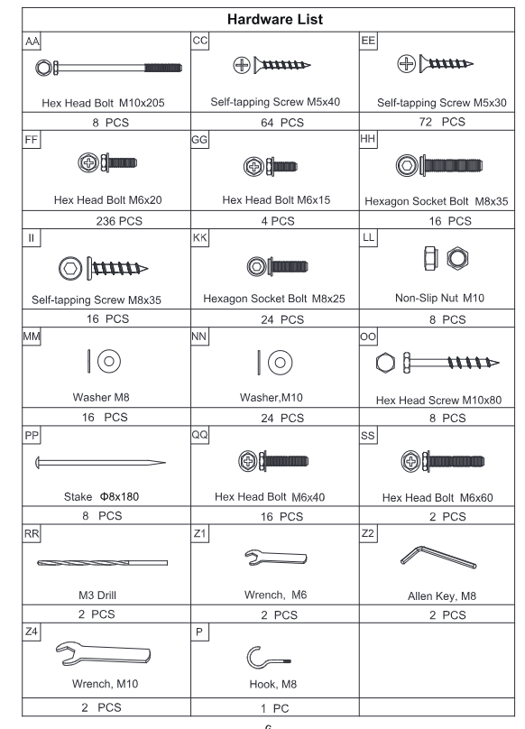 Meetsunny A01 Replacement Parts -Hardware Pack