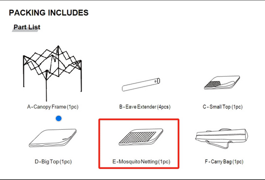 Meetsunny J02 Replacement Parts - Mosquito Netting (Model #E)