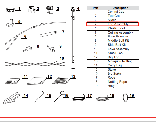 Meetsunny J01 Replacement Parts - Leg Assembly (Model #4)
