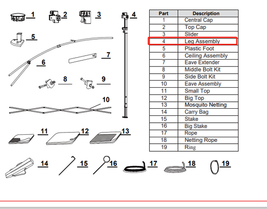 Meetsunny J01 Replacement Parts - Leg Assembly (Model #4)
