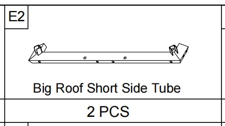 Meetsunny Replacement Parts: Double Roof Hardtop Gazebo Series A01-Big Roof Short Side Tube, Model: A01, Part Number: E2