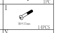 Meetsunny M01-1PK Replacement Parts - M6x35 Screw (Model #I)