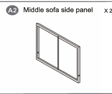 Meetsunny Replacement Parts: Patio Sectional Sofa Conversation Set, Model: MA003-BBB-03-middle sofa side panel, Part: A2