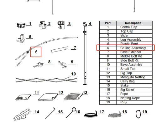 Meetsunny J01 Replacement Parts - Ceiling Assembly (Model #6)