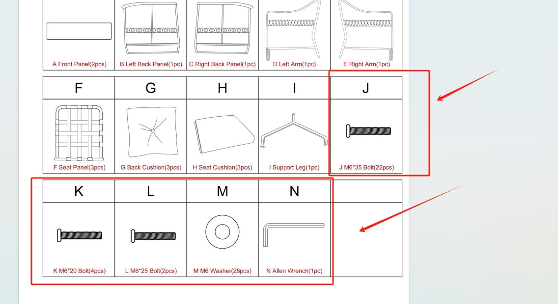 Meetsunny M32 Replacement Parts - Hardware Pack (Model #J、K、L、M、N)