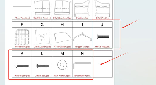 Meetsunny M32 Replacement Parts - Hardware Pack (Model #J、K、L、M、N)