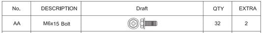 Meetsunny E02 Replacement Parts - M6x15 Bolt (Model #AA )