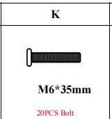 Meetsunny M28 Replacement Parts - M6*35mm bolts (Model #K)