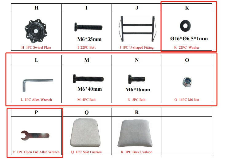 Meetsunny MA06-A4 Replacement Parts - Hardware Pack