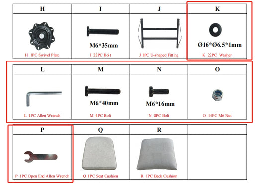 Meetsunny MA06-A4 Replacement Parts - Hardware Pack
