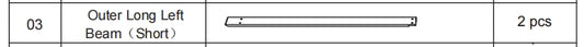 Meetsunny A03 Replacement Parts - Outer Long Left Beam（Short） (Model #03)